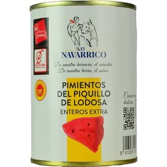 Pimientos del piquillo enteros extra DOP de Lodosa lata 360 g neto escurrido - El Navarrico