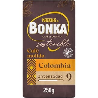 Café natural molido Colombia de cultivo sostenible de intensidad 9 paquete 250 g - Bonka