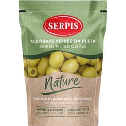 NATURA aceitunas verdes sin hueso bolsa 75 g neto escurrido - Serpis