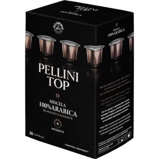 Top café mezcla 100% arábica intensidad 6 estuche 30 cápsulas compatibles con máquinas Nespresso - Pellini