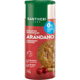 Galletas integrales con arándano 0% azúcares añadidos sin lactosa envase 190 g - Santiveri