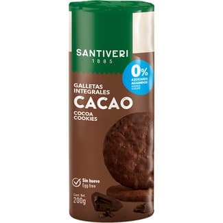 Galletas integrales con cacao 0% azúcares envase 200 g - Santiveri