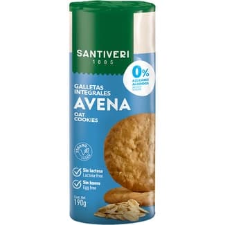 Galletas integrales con avena 0% azúcares añadidos, sin lactosa envase 190 g - Santiveri