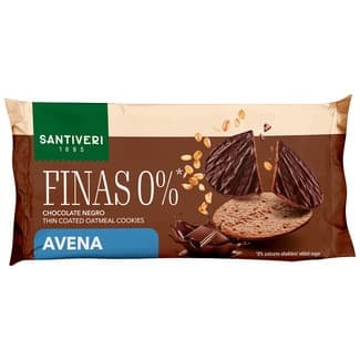 Galletas de avena finas con chocolate negro 0% azúcares añadidos envase 88 g - Santiveri