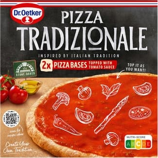 Base de pizza recubierta de salsa de tomate, aceite oliva y albahaca 2 unidades estuche 610 g - Dr.oetker Tradizionale