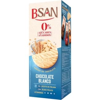 B-San galletas bañadas en chocolate blanco 0% azúcares añadidos paquete 120 g - Bsan