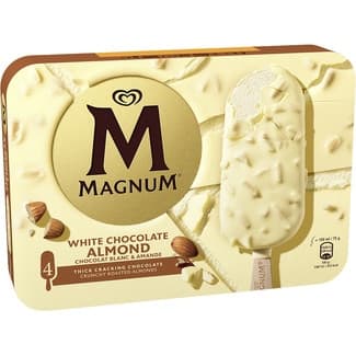 Helado de almendras y chocolate blanco 4 unidades estuche 400 ml - Magnum