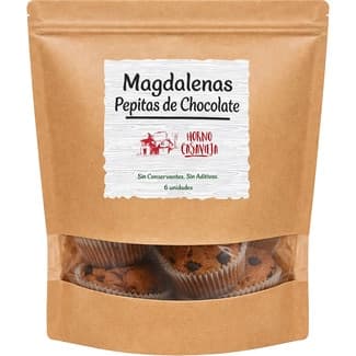 Magdalenas con pepitas de chocolate 6 unidades envase 380 g - Horno Casavieja