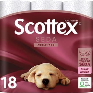 Papel higiénico Seda Acolchado 3 capas paquete 18 unidades - Scottex