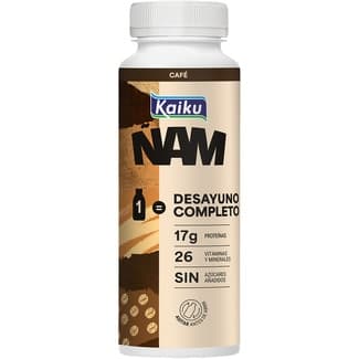 ÑAM café 1 = comida completa 17g proteínas 26 vitaminas y minerales sin azúcares añadidos botella 250 ml - Kaiku
