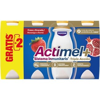 L. Casei con fresa y granada pack 6 + 2 gratis unidades 100 g - Danone Actimel