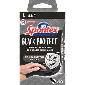 Black Protect guantes de nitrilo reutilizables extra resistentes talla L paquete 20 unidades - Spontex