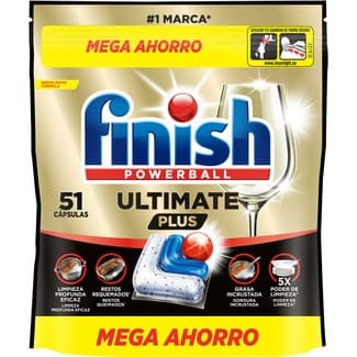 Detergente lavavajillas Powerball Ultimate Plus bolsa 51 cápsulas - Finish