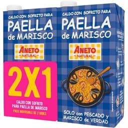 Caldo para paella de pescado y marisco con sofrito 100% natural pack 2 briks 1 l - Aneto