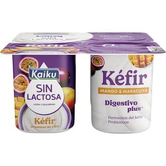 Kéfir de mango y maracuyá sin lactosa pack 4 unidades 125 g - Kaiku
