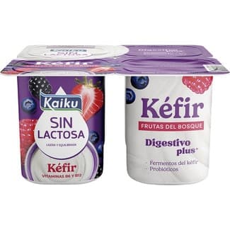 Kéfir frutos del bosque sin lactosa pack 4 unidades 125 g - Kaiku