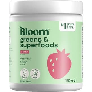 Mezcla de supergreens, frutas e ingredientes funcionales sabor a frutos rojos bote 180 g - Bloom Nutrition