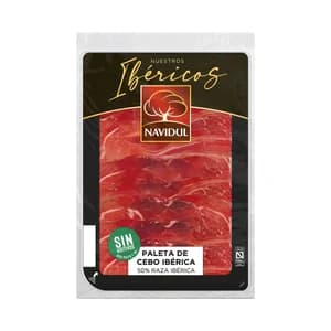 NAVIDUL Paleta de cebo ibérica (50% raza ibérica), cortada en lonchas con separador NAVIDUL 104 g.