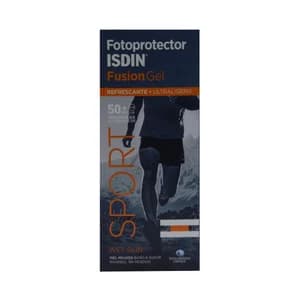 ISDIN Protector solar con textura gel, resistente al sudor y al agua con factor de protección 50+ (muy alta) ISDIN Fusión gel sport.