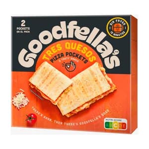 GOODFELLA´S Pizza pockets Masa de pizza rellena con salsa de tomate y quesos Mozzarella, Edam y Emmental 250 g.