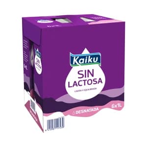 KAIKU Leche desnatada de vaca, sin lactosa 6 x 1l.