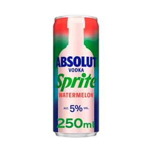 SPRITE Combinado de Absolut vodka watermelon con sprite sabor sandía lata 250 ml.