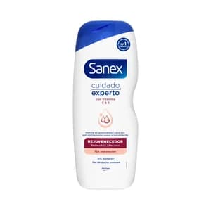 SANEX Cuidado experto rejuvenecedor Gel cremoso hidratación profunda, para pieles maduras y / o secas 600 ml.