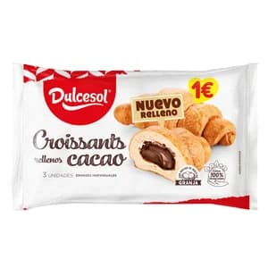 DULCESOL Croissant relleno de crema de cacao y avellanas 135 g.
