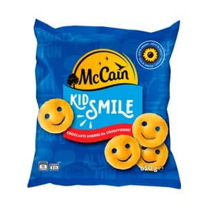 McCAIN Patatas prefritas ultracongeladas, con forma de caritas sonrientes Kid smile 650 g.