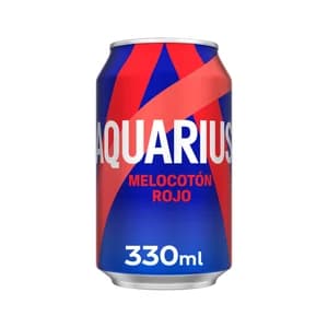AQUARIUS Bebida de sabor a melocotón rojo lata 330 ml.