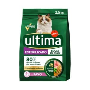 ULTIMA Alimento de gato esterilizado bolas de pelo con sabor a pavo 2,5kg