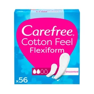 CAREFREE Cotton feel flexiform Protegeslips (salvaslips) normal, transpirables, sin fragancia 56 uds.