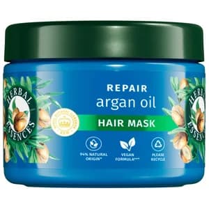 HERBAL ESSENCES Mascarilla capilar reparadora con aceite de argán, para cabellos dañados 300 ml.