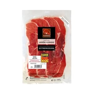 NAVIDUL Jamón curado en Extremadura, sin gluten y cortado en cómods lonchas 104 g.