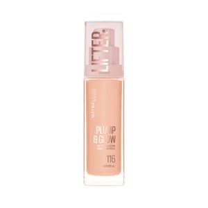 MAYBELLINE Lifter plump & glow tono 116 Base de maquillaje fundente con FPS 15.