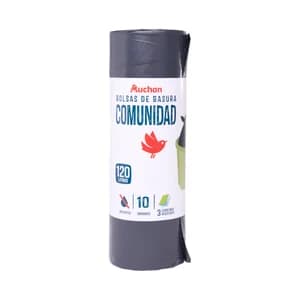PRODUCTO ALCAMPO Bolsas de basura antigoteo especiales para cubos comunidad gris. capacidad 120 l. 84 x 105 cm 10 uds.