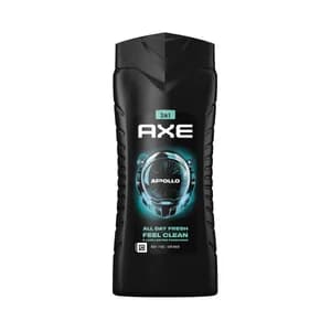 AXE Apolo Gel para ducha o baño 3 en 1 (cuerpo, cara y cabello) con refrecante fragancia a sabia y madera de Cedro 400 ml.