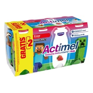 ACTIMEL de Danone Leche fermentada con Lcasei y sabor a fresa 6 x 100 ml.