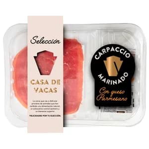 CASA DE VACAS Selección Carpaccio de vacuno marinado con queso parmesano