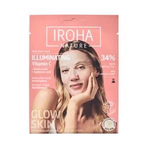 IROHA NATURE Mascarilla facial iluminadora e hidratante con vitamina C y ácido Hialurónico.