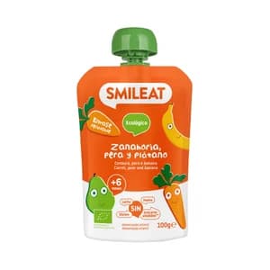 SMILEAT Ecológico Bolsita de zanahoria, pera y plátano ecológicos a partir de 6 meses 100 g.