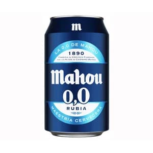 MAHOU Cerveza rubia 0,0 % lata 33 cl.