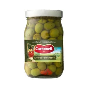CARBONELL Aceitunas partidas con aliño de estilo casero CARBONELL 450 g.