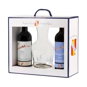 CUNE Estuche con botella vino tinto crianza D.O. Ca. Rioja y vino tinto roble con D.O Ribera del Duero.
