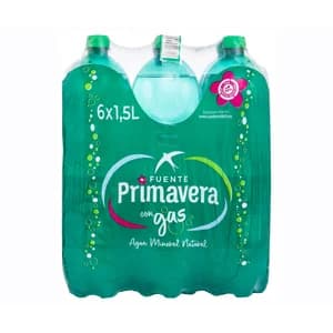 FUENTE PRIMAVERA Agua mineral con gas carbónico pack 6 uds. x 1,5 l.