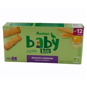 PRODUCTO ALCAMPO Galletas ecolólogicas con forma de ositos en 10 sobres de 2 uds, a partir de 12 meses