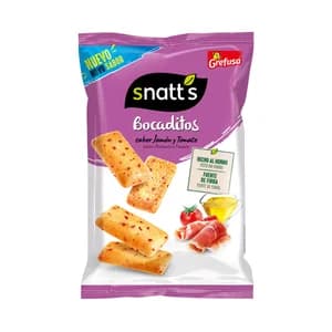 SNATT´S Bocaditos snaks de pan con sabor a jamón y a tomate 110 g.