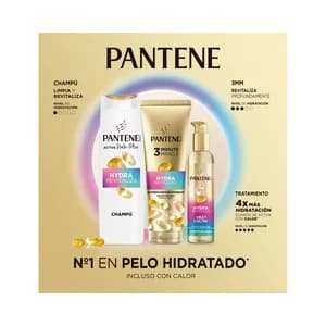 PANTENE Pro-v hydra revitaliza Estuche con champú (325ml), acondicionador (220 ml) y crema de peinado (135 ml), para cabellos muy secos.