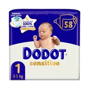 DODOT Sensitive Pañales talla 1 (2 - 5 kg) 58 uds.