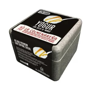 LA COLMENAREÑA Tarrina de helado artesano de yogur con salsa de mango, elaborado con leche fresca de Madrid 500 ml.